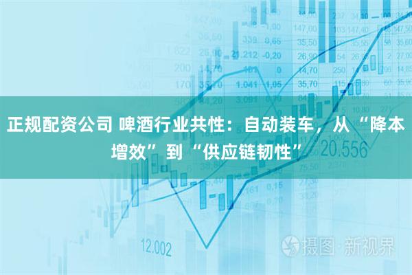 正规配资公司 啤酒行业共性:自动装车,从 “降本增效” 到 “供应链韧性”